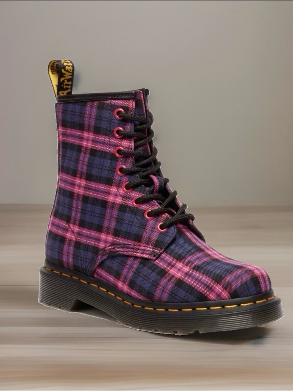 Dr. Martens 1460 Pink Tartan Plaid Boots NWOB Limited Edition~8